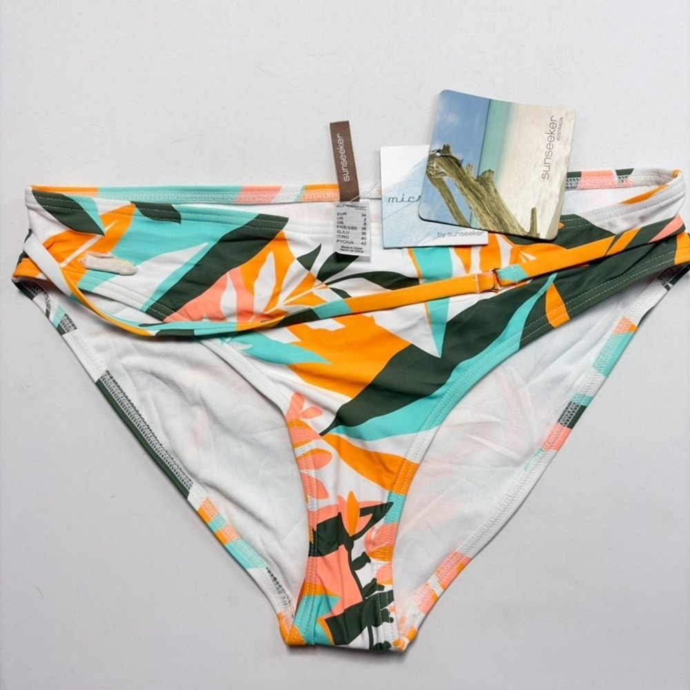 Sunseeker Australia Floral Bikini Bottom Womens US 2 NWT Micro Swim